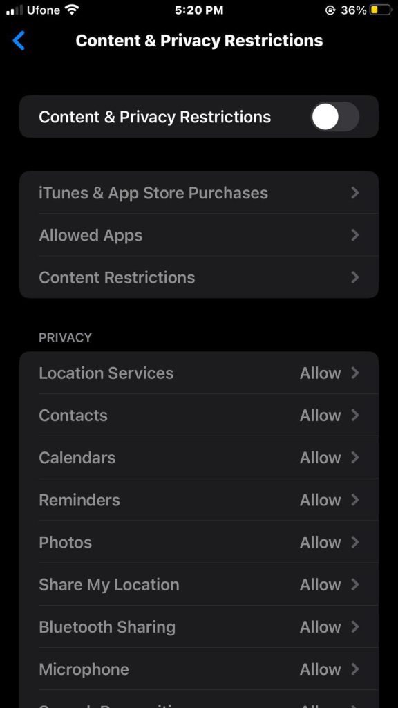 screenshot 3 - disabling in app purchases in iphone