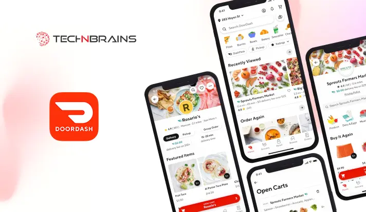 DoorDash checkout screen showing delivery fee, service fee and total on a food delivery app order