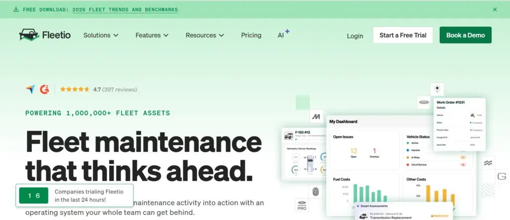 Fleetio truck fleet management software