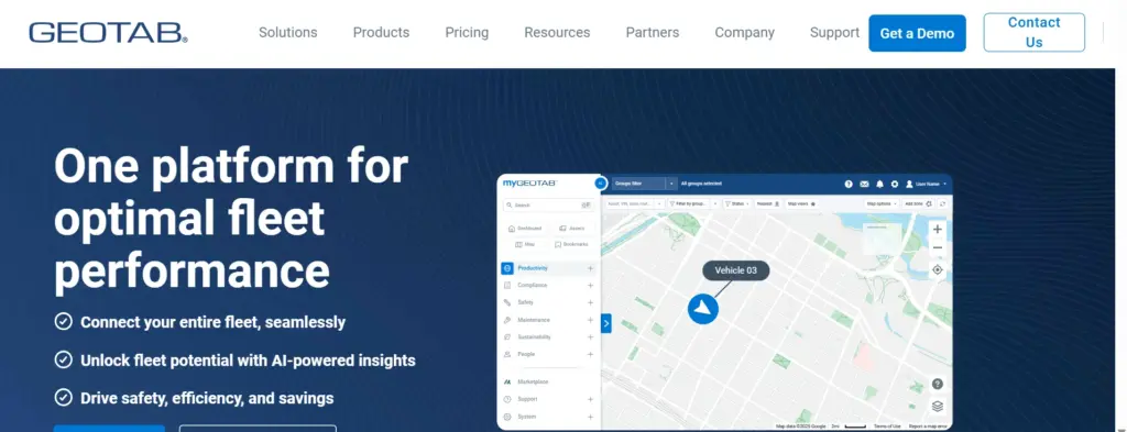 Geotab truck fleet management software